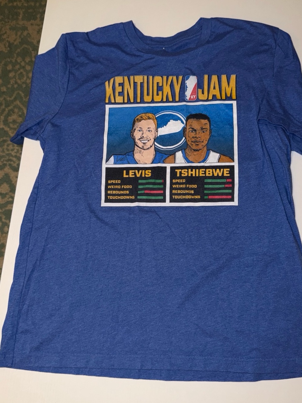 Kentucky Jam Graphic Tee with Levis & Tshiebwe Artwork - Royal Blue